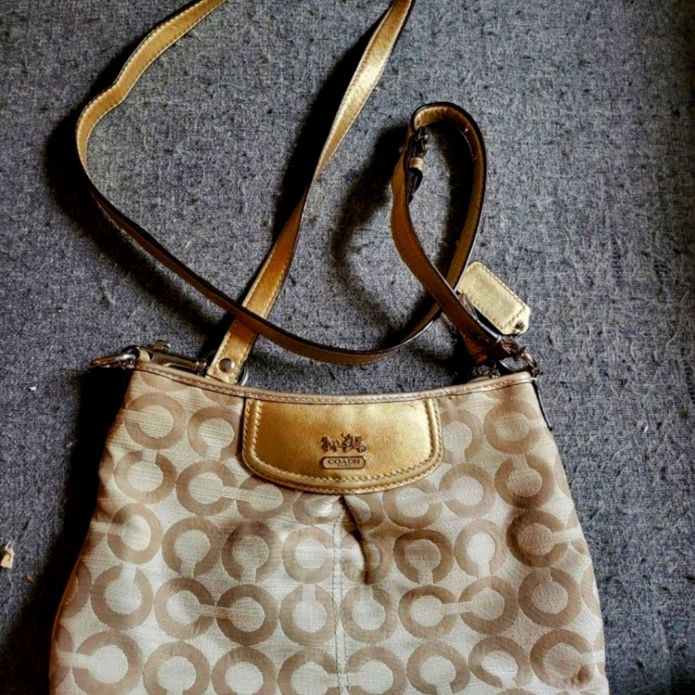 Coach Gold and Tan Women's Bag